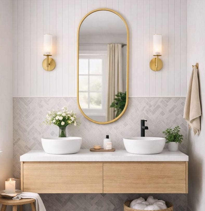 Image of Emi - Gold Metal Runway Oval Mirror - 120cm x 40cm