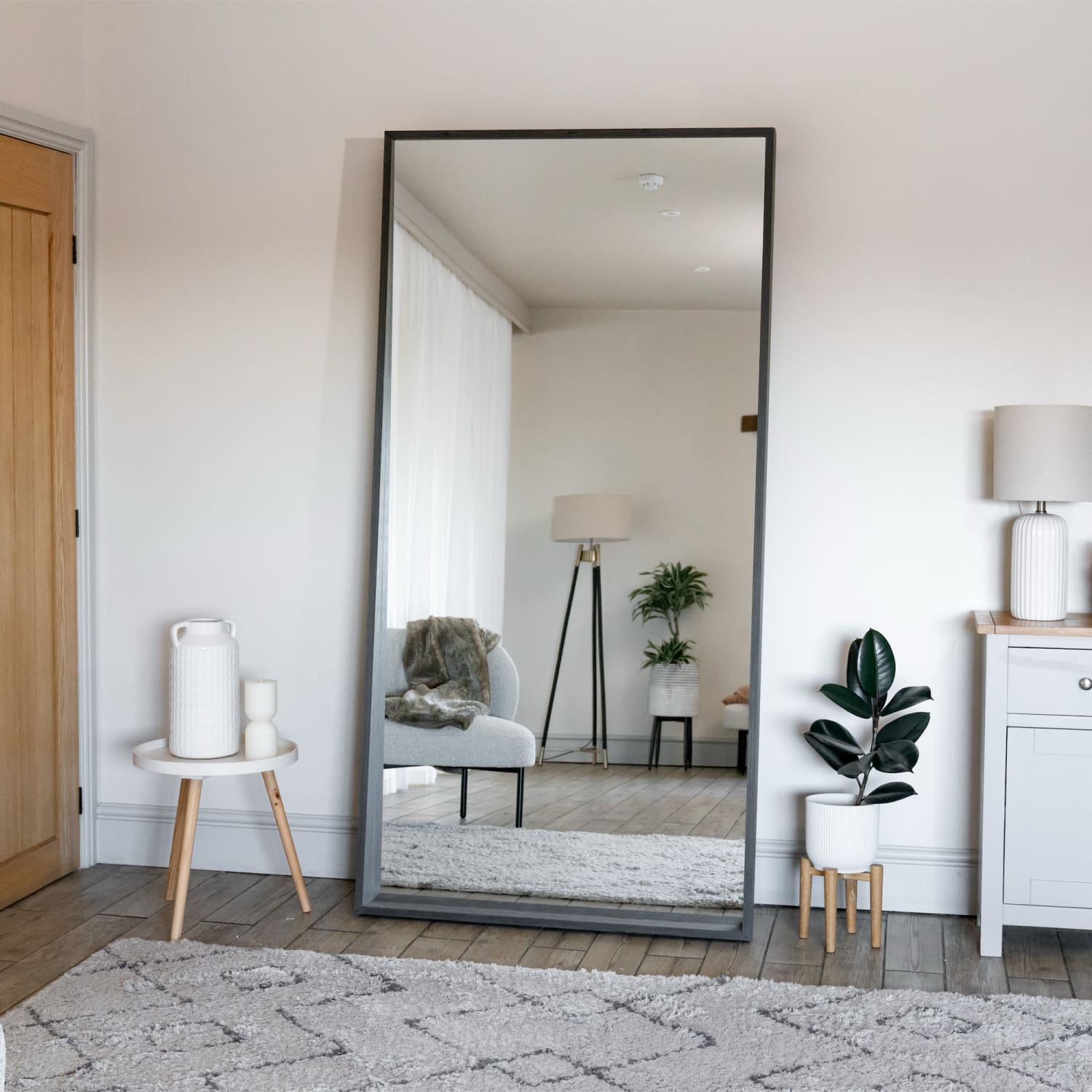 Image of Hanaka - Full Length Black Oak Rectangle Mirror - 200cm x 100cm