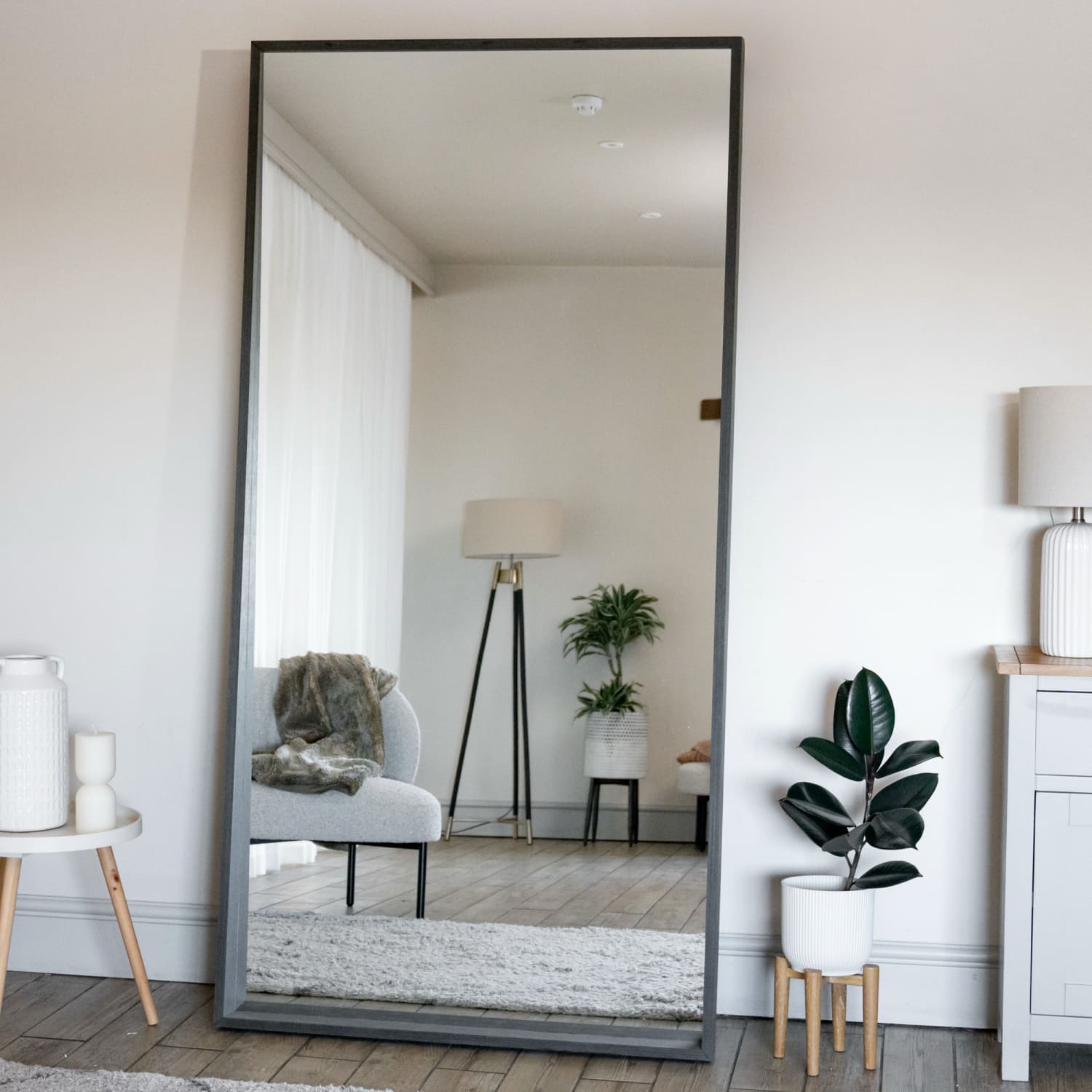Image of Hanaka - Full Length Black Oak Rectangle Mirror - 200cm x 100cm