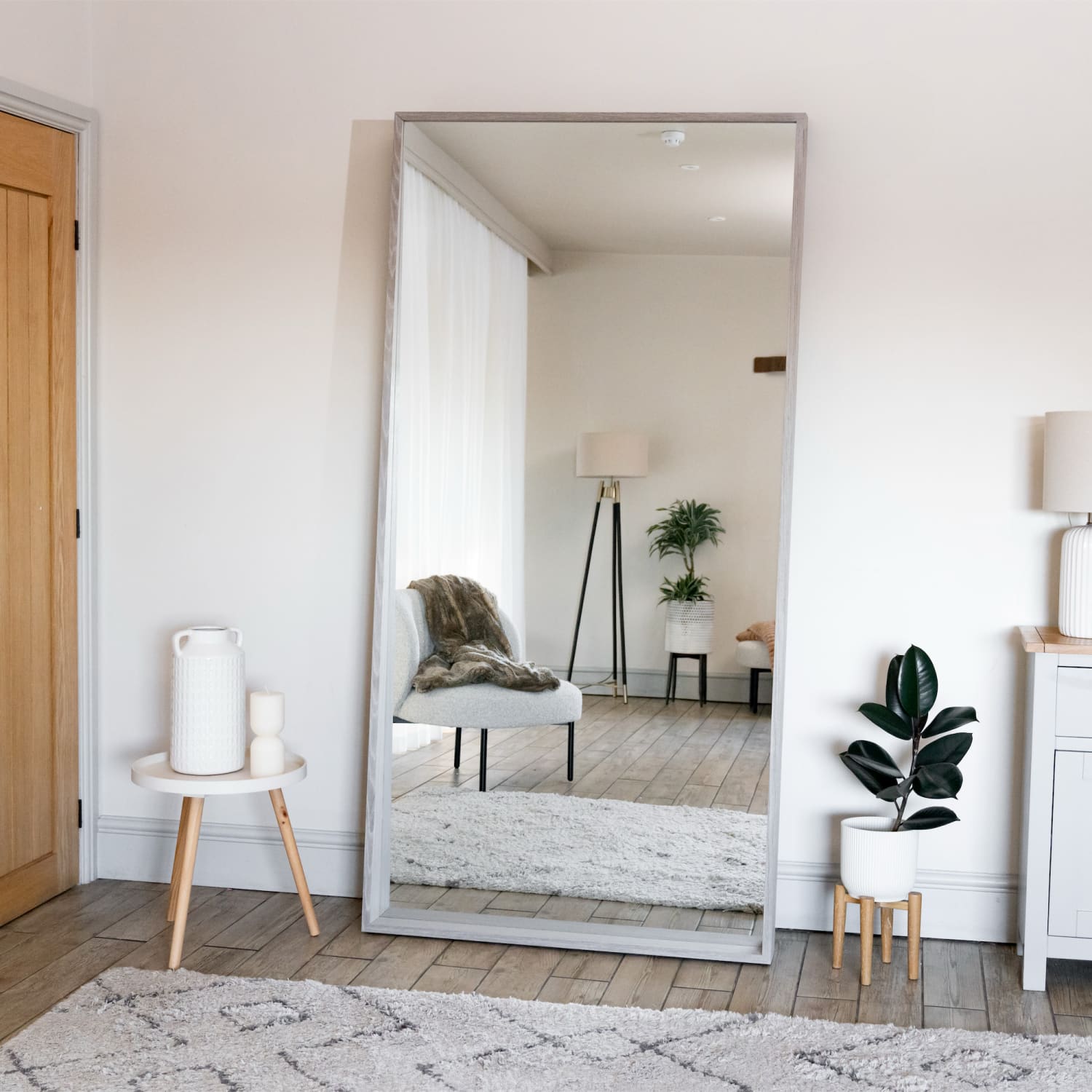 Image of Hanaka - Full Length Grey Oak Rectangle Mirror - 200cm x 100cm