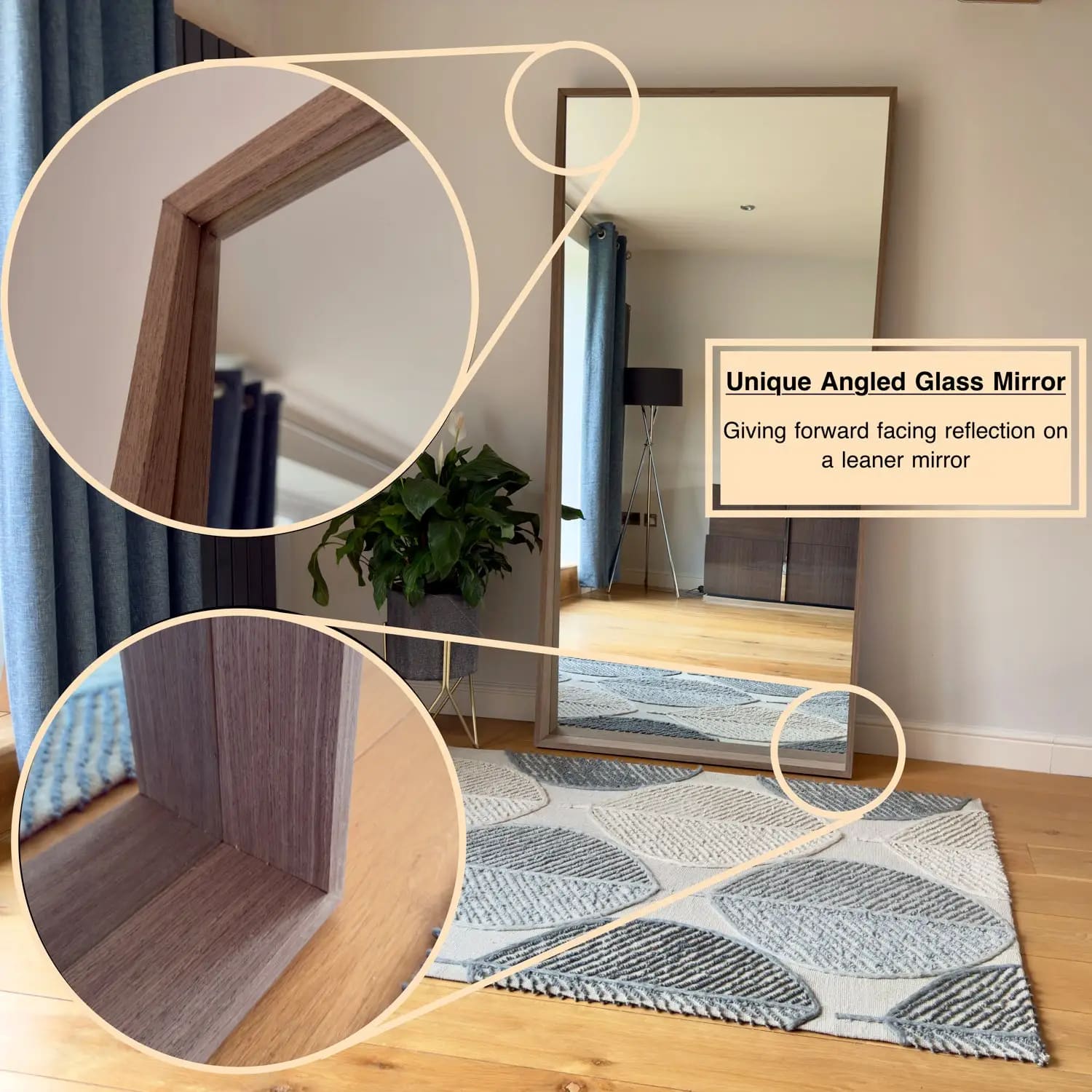 Image of Hanaka - Full Length Grey Oak Rectangle Mirror - 200cm x 100cm