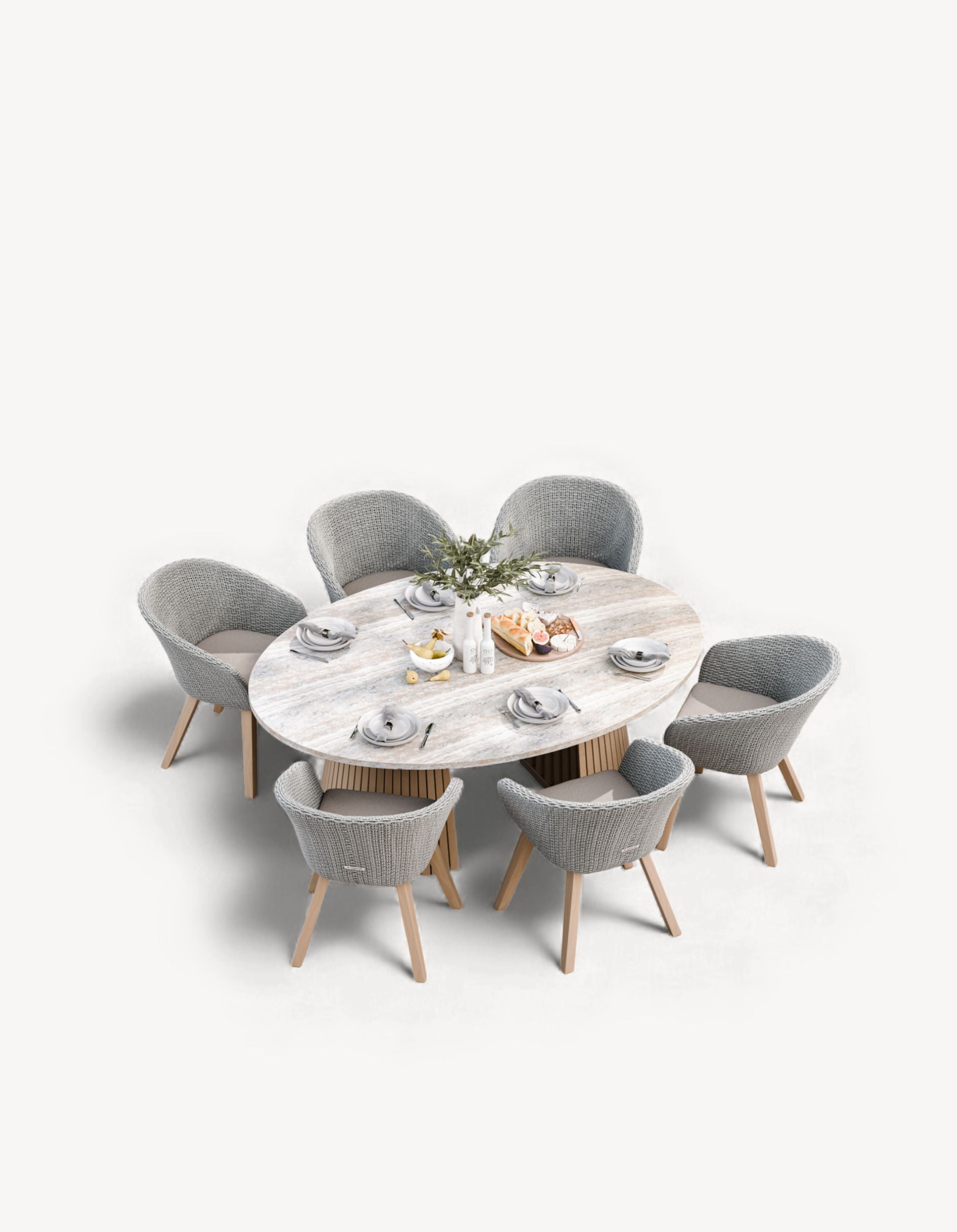 Image of Jupiter 6 Seater Ellipse D Conical Dining Set with Sol Dining Chairs