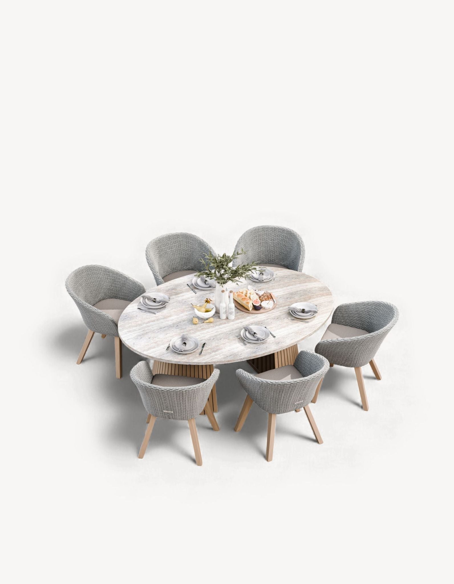 Image of Jupiter 6 Seater Ellipse D Conical Dining Set with Sol Dining Chairs