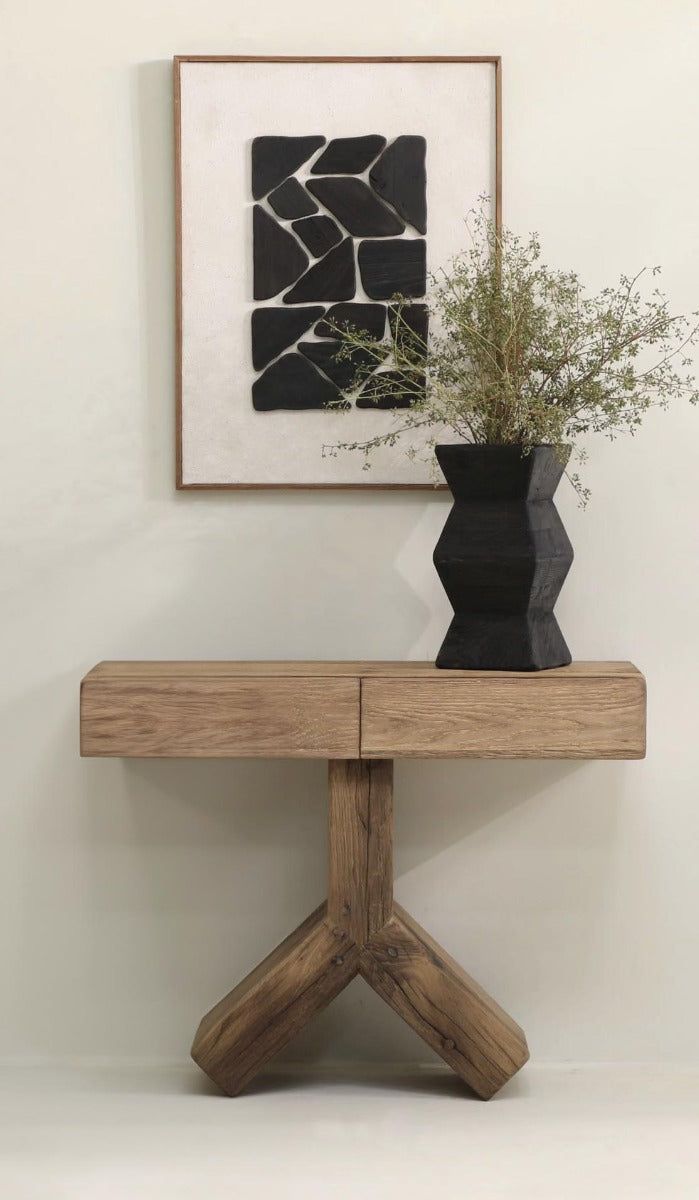 Image of Reclaimed Oak Cross Console Table