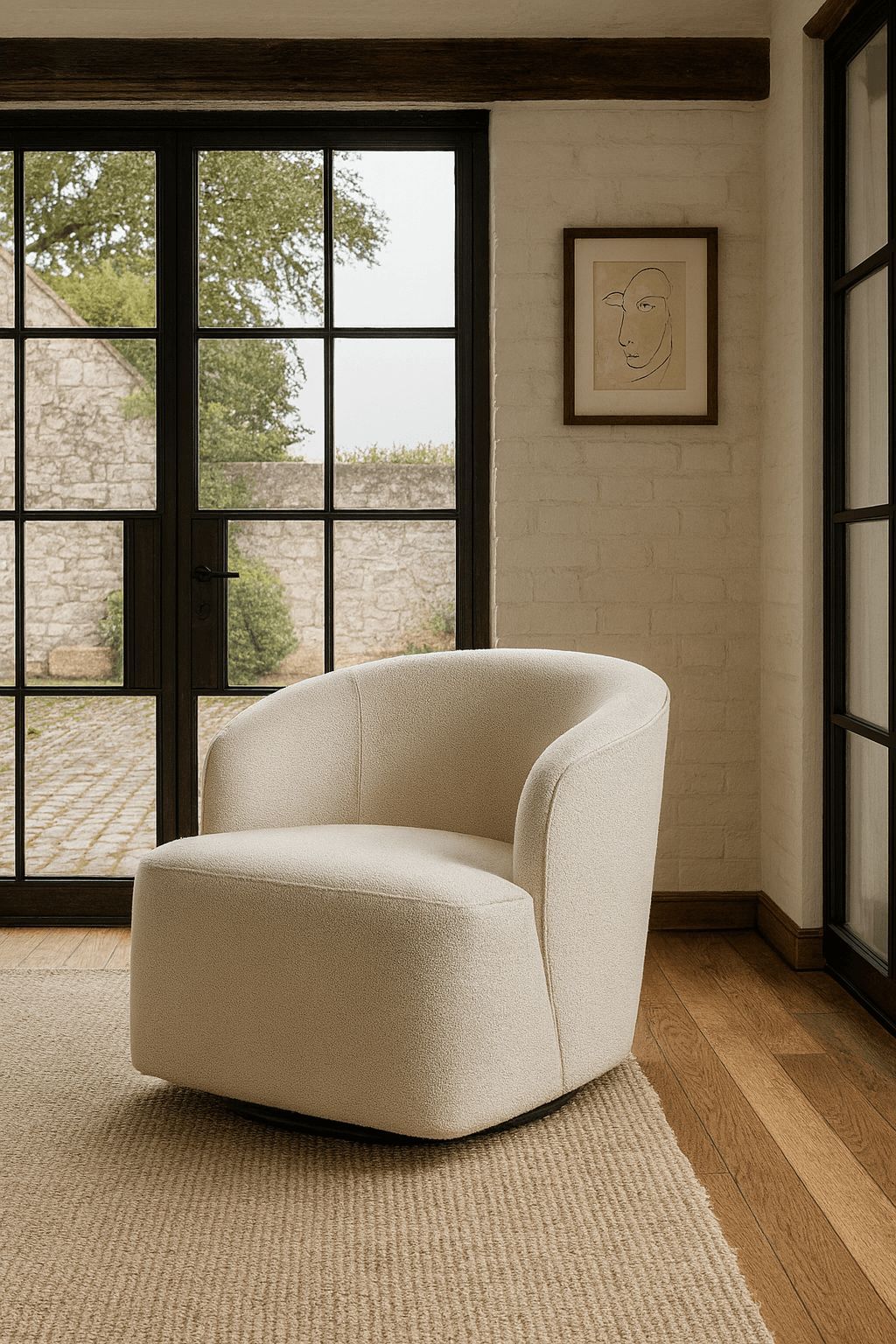 Image of Stow Swivel Chair in Off-white