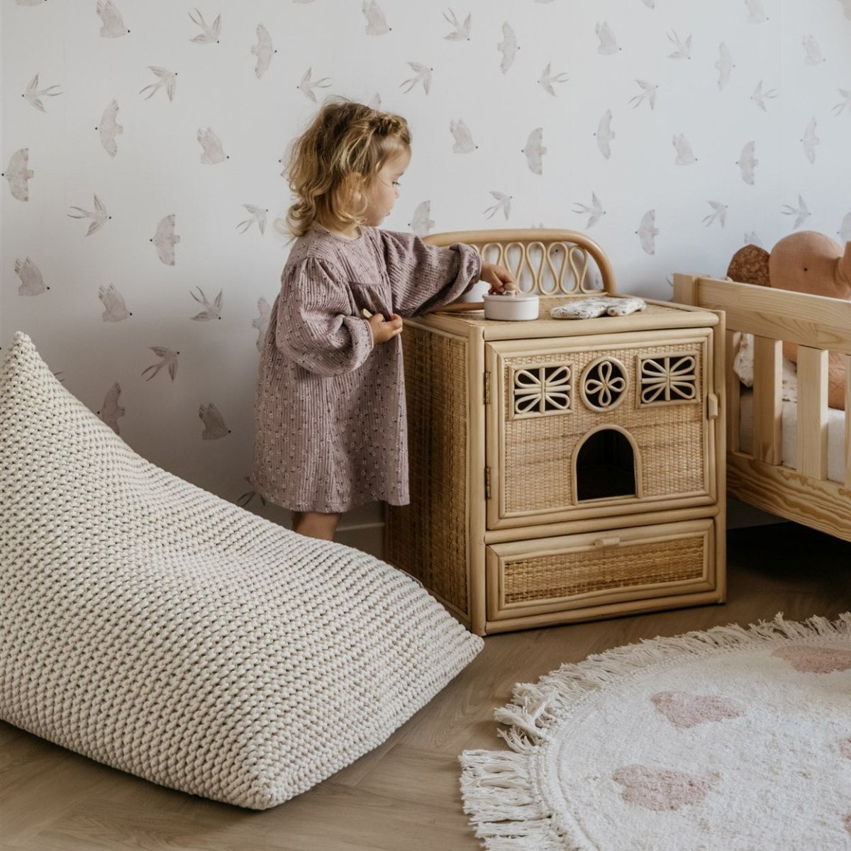 Image of Knitted bean bag | BEIGE