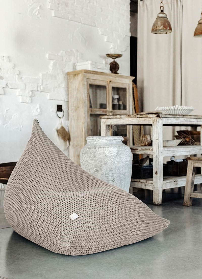 Image of Knitted bean bag | BEIGE