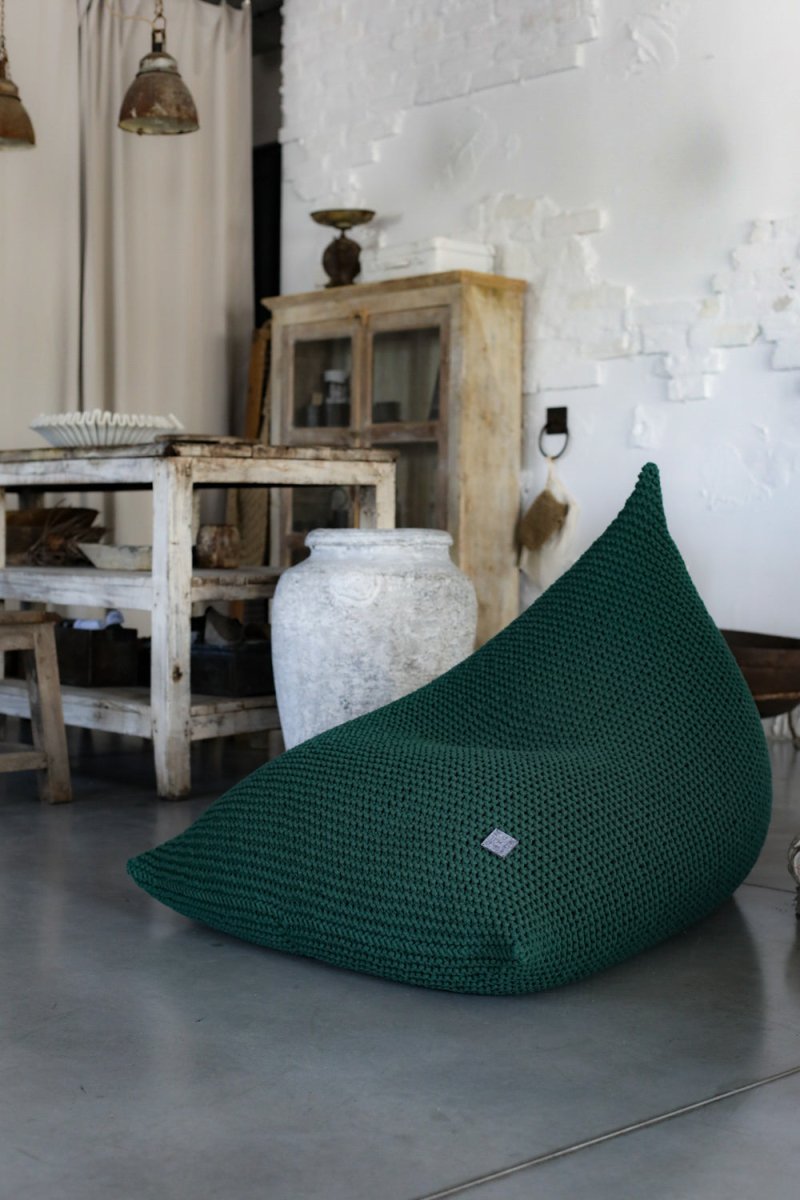 Image of Knitted bean bag | BOTTLE GREEN