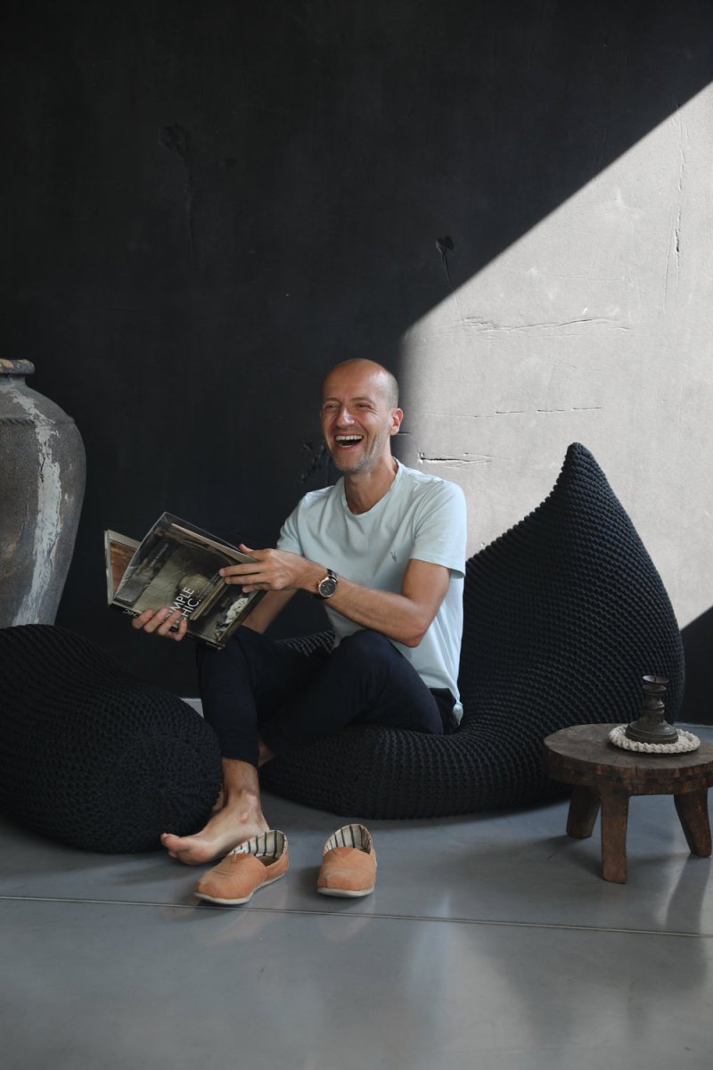 Image of Knitted bean bag | CHARCOAL