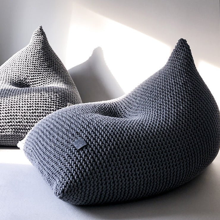 Image of Knitted bean bag | DARK GREY