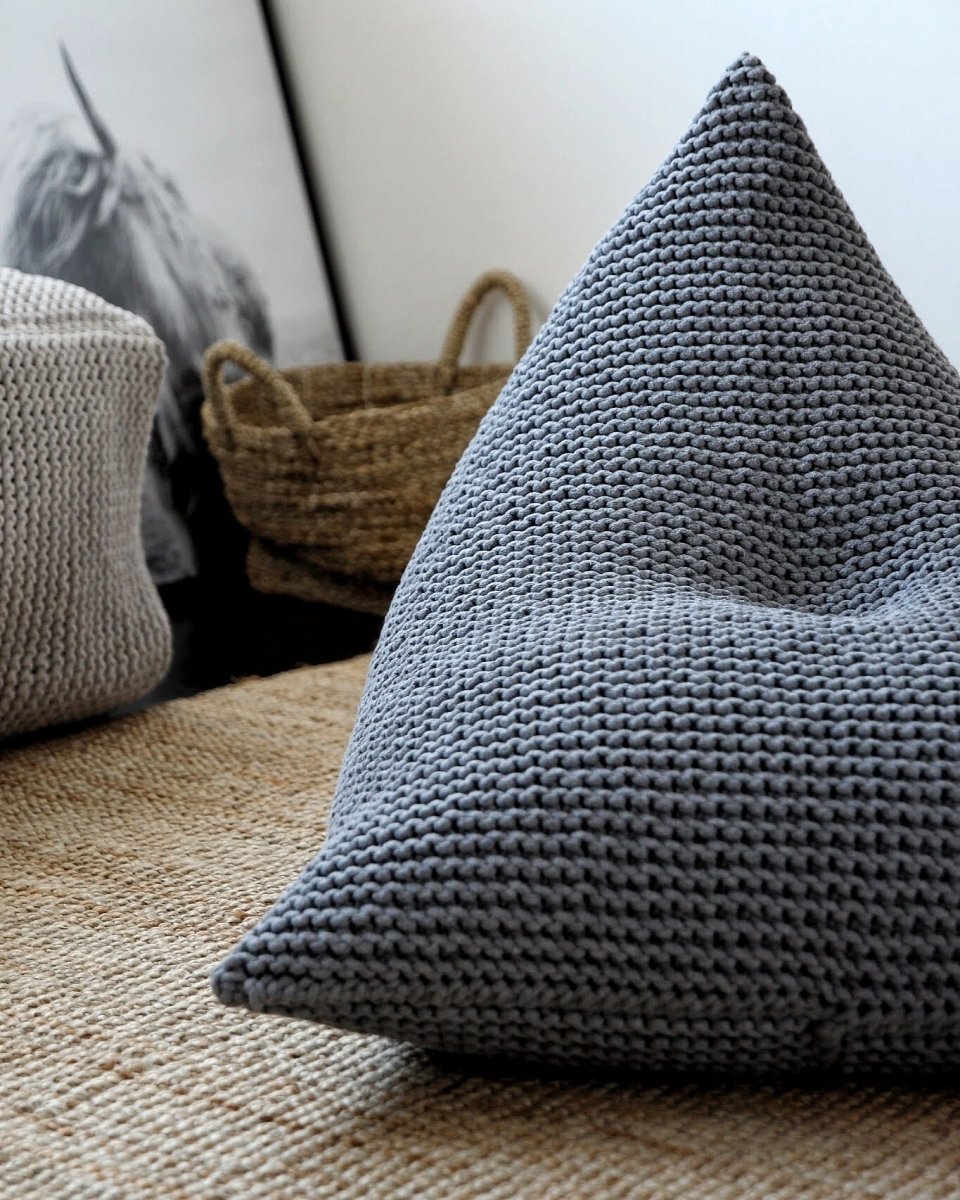 Image of Knitted bean bag | DARK GREY