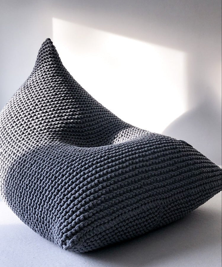 Image of Knitted bean bag | DARK GREY