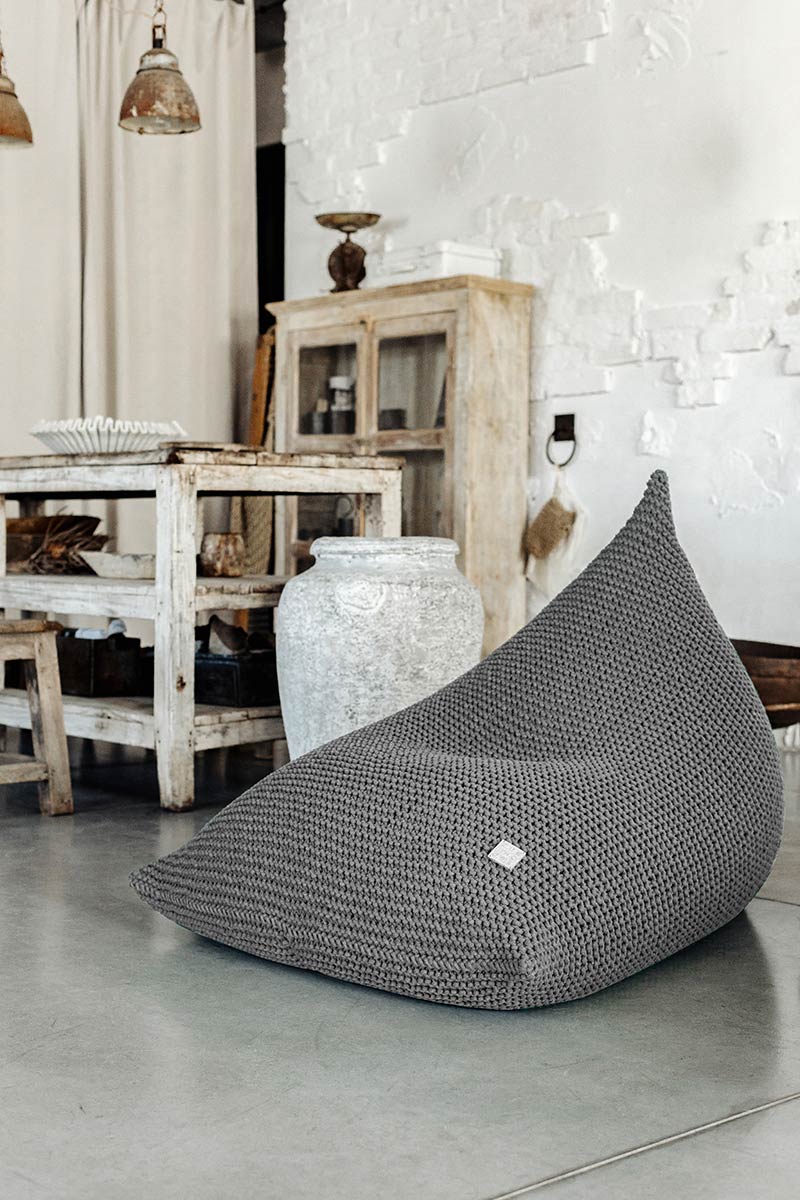 Image of Knitted bean bag | DARK GREY