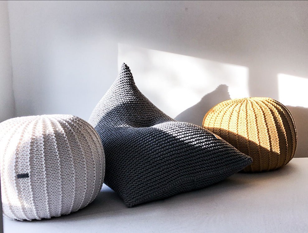 Image of Knitted bean bag | DARK GREY