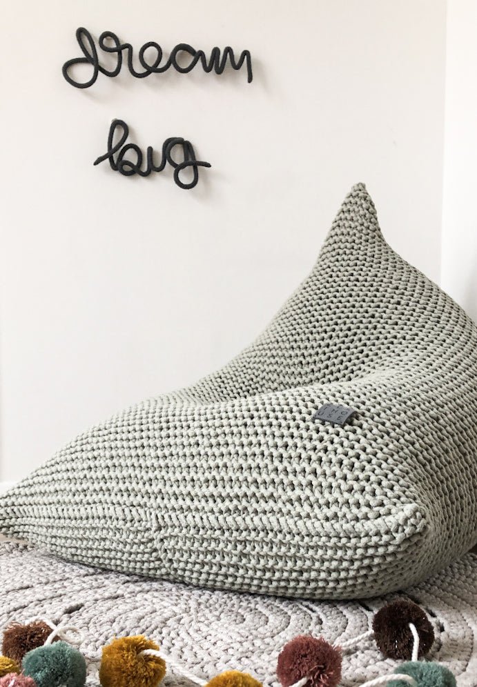 Image of Knitted bean bag | LIGHT OLIVE