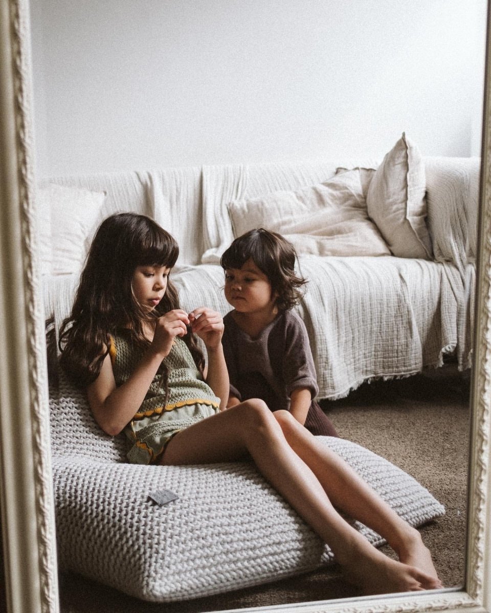 Image of Knitted bean bag | OATMEAL