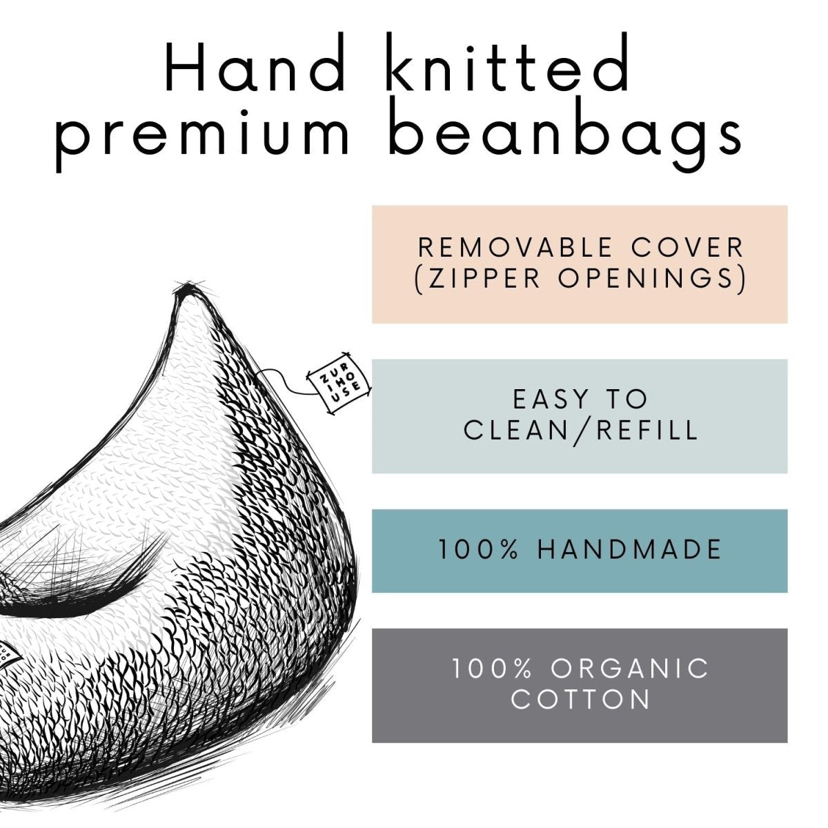 Image of Knitted bean bag | LIGHT GREY