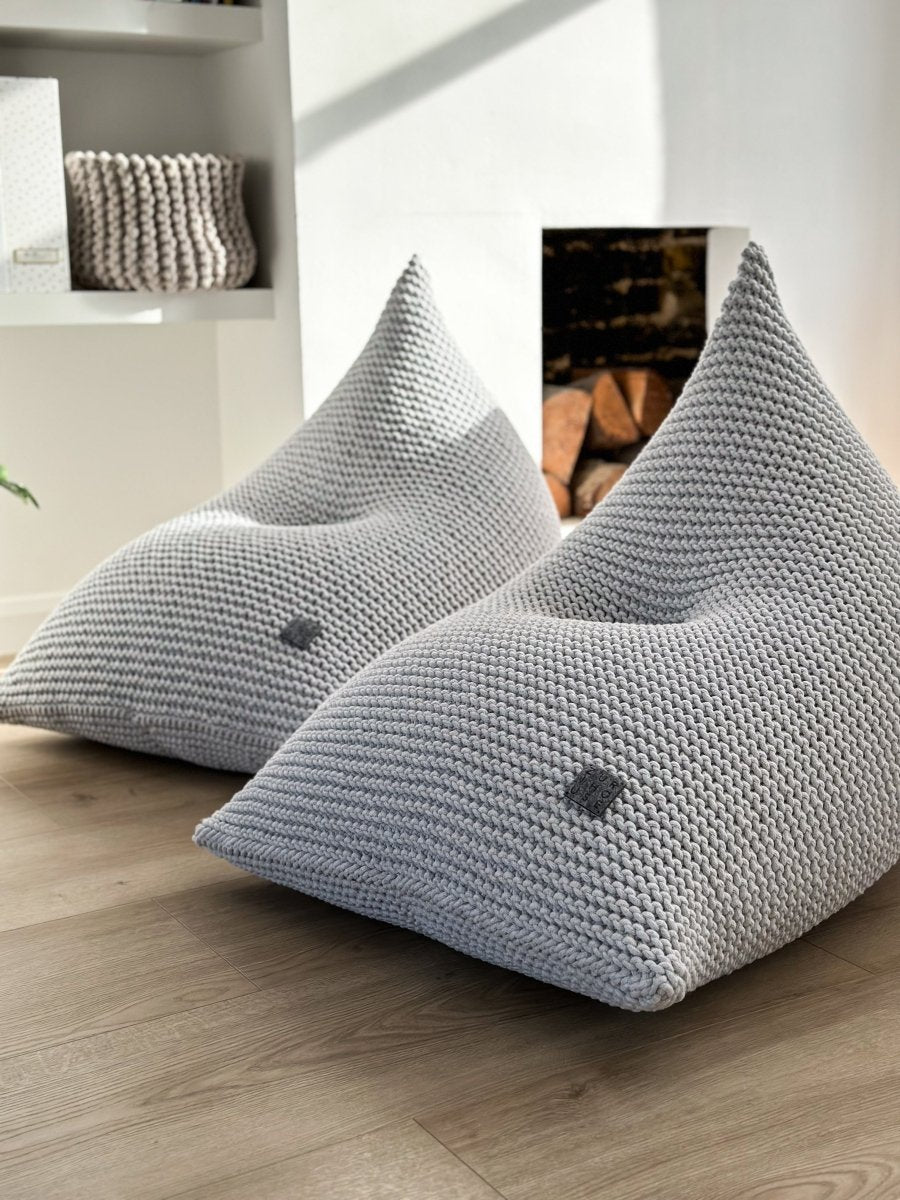 Image of Knitted bean bag | LIGHT GREY