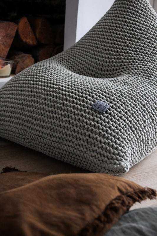Image of Knitted bean bag | LIGHT OLIVE