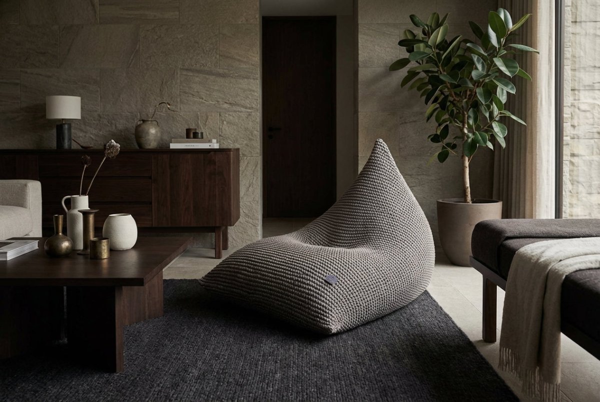 Image of Knitted bean bag | OATMEAL
