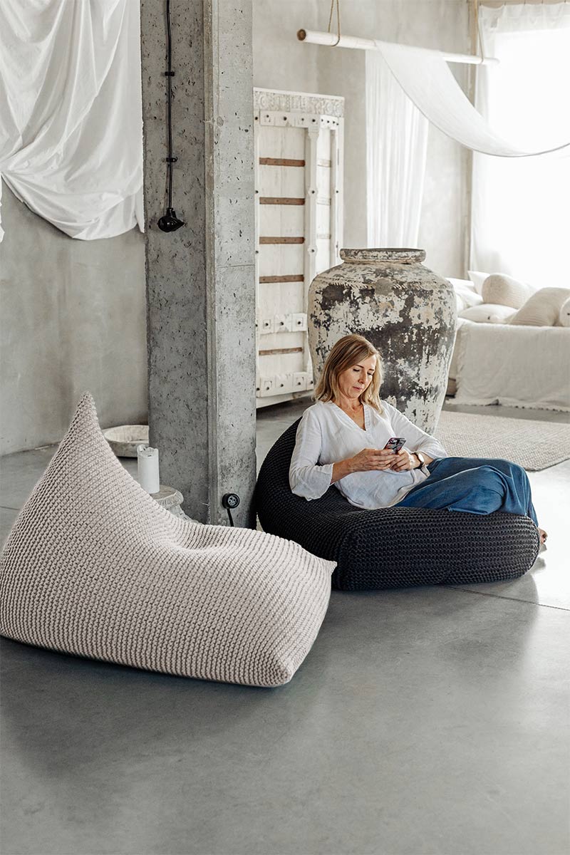 Image of Knitted bean bag | OATMEAL 80x110cm