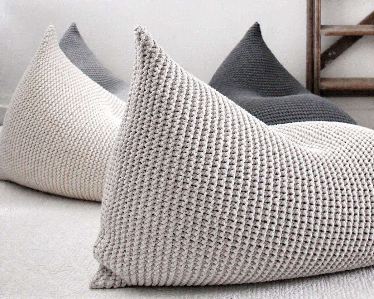 Image of Knitted bean bag | OATMEAL