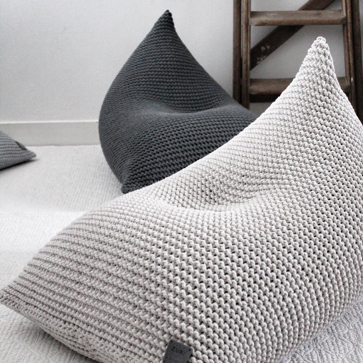 Image of Knitted bean bag | OATMEAL 80x110cm