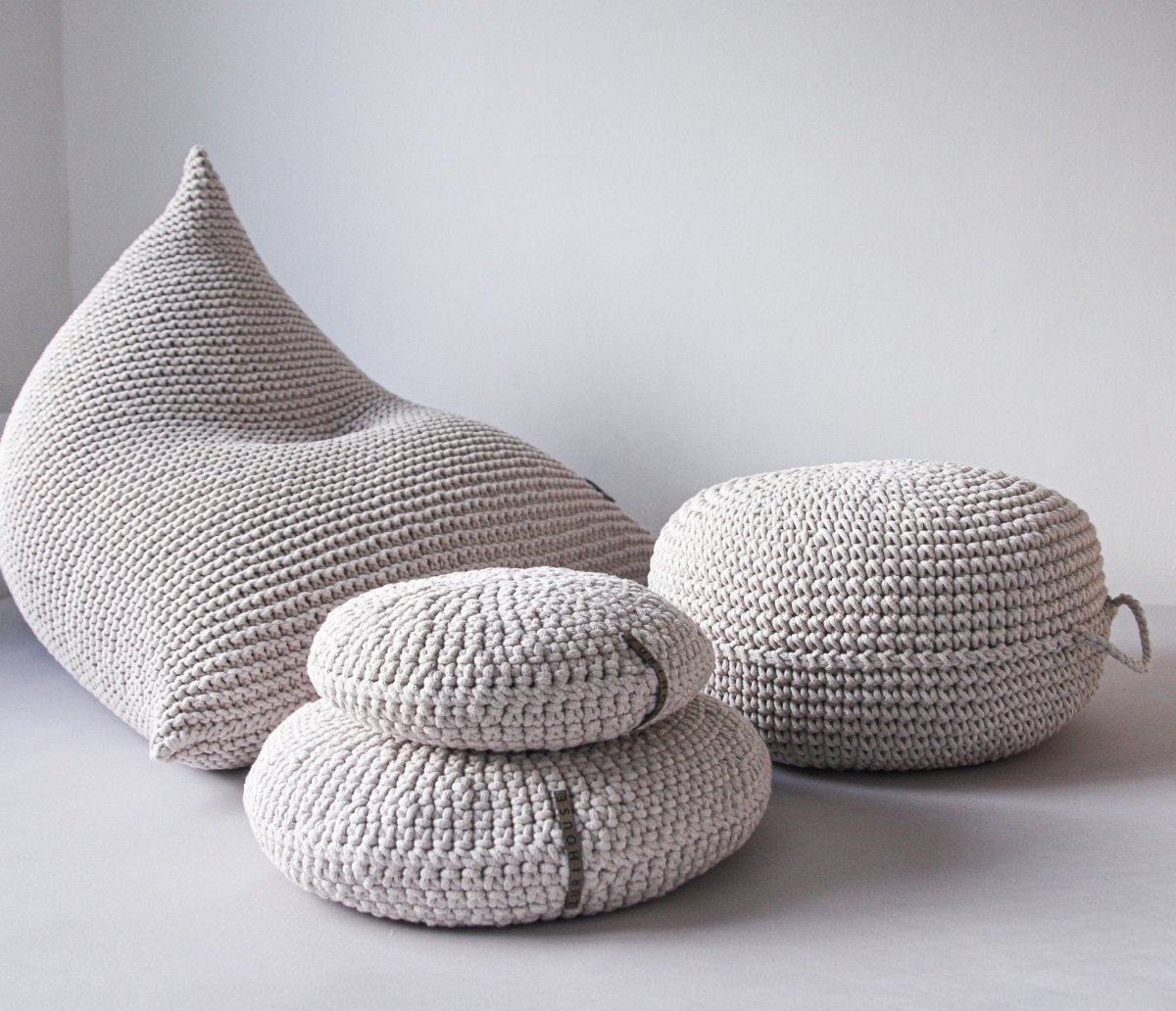 Image of Knitted bean bag | OATMEAL