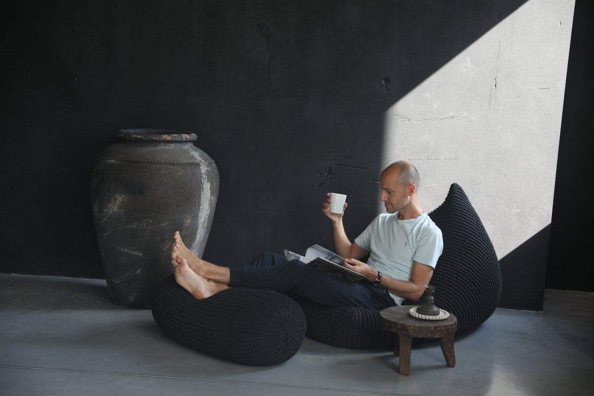 Image of Knitted bean bag | LIGHT GREY