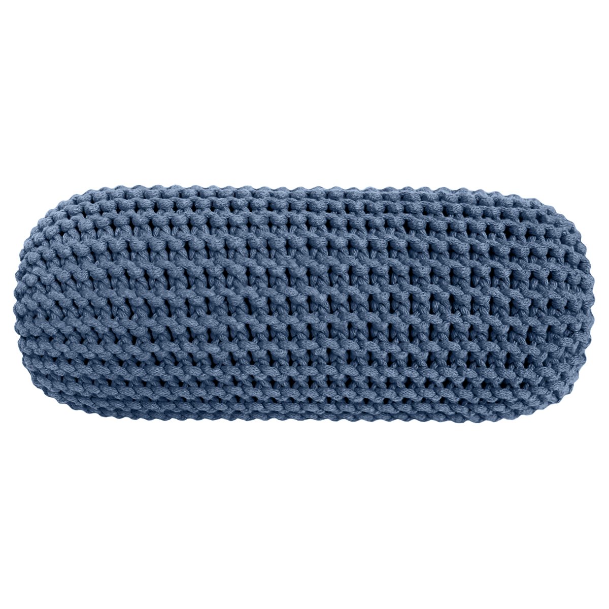Image of Knitted bolster cushion | DENIM BLUE