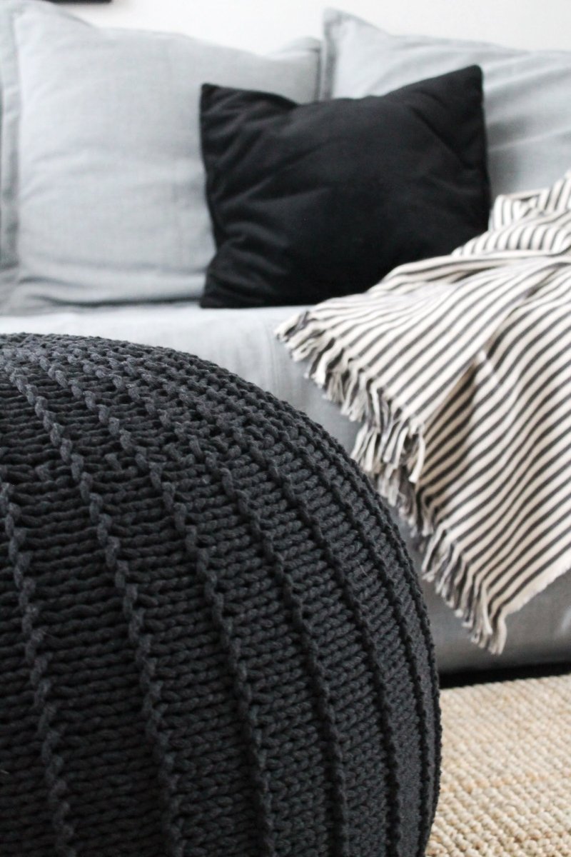 Image of Knitted pouffe | CHARCOAL