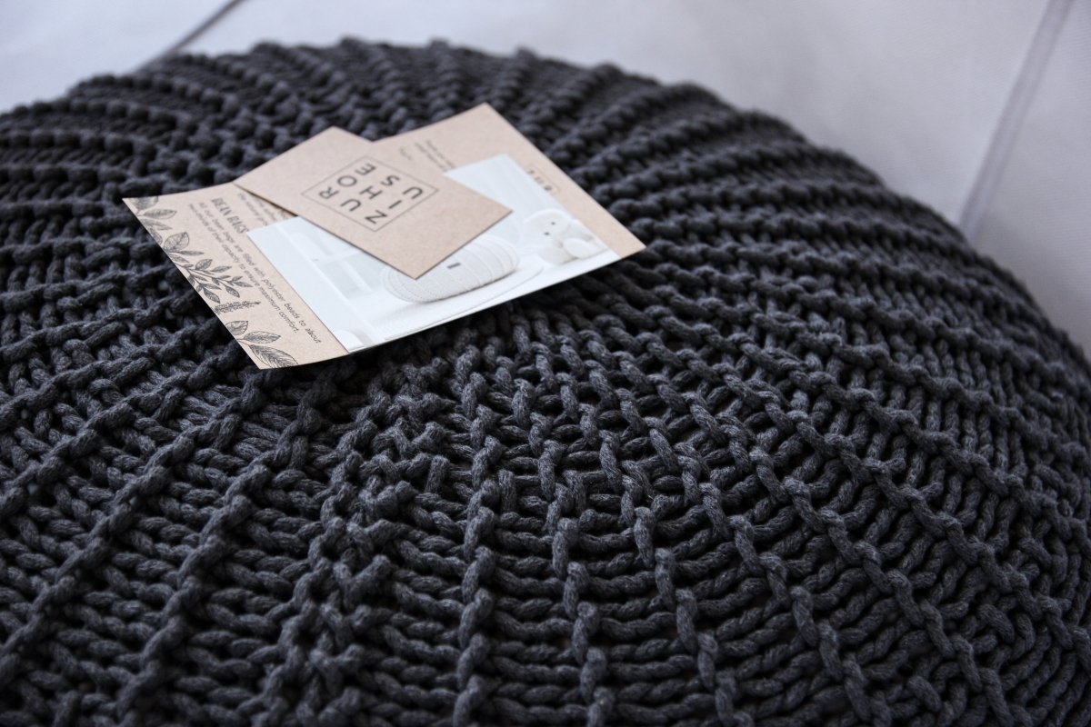 Image of Knitted pouffe | CHARCOAL
