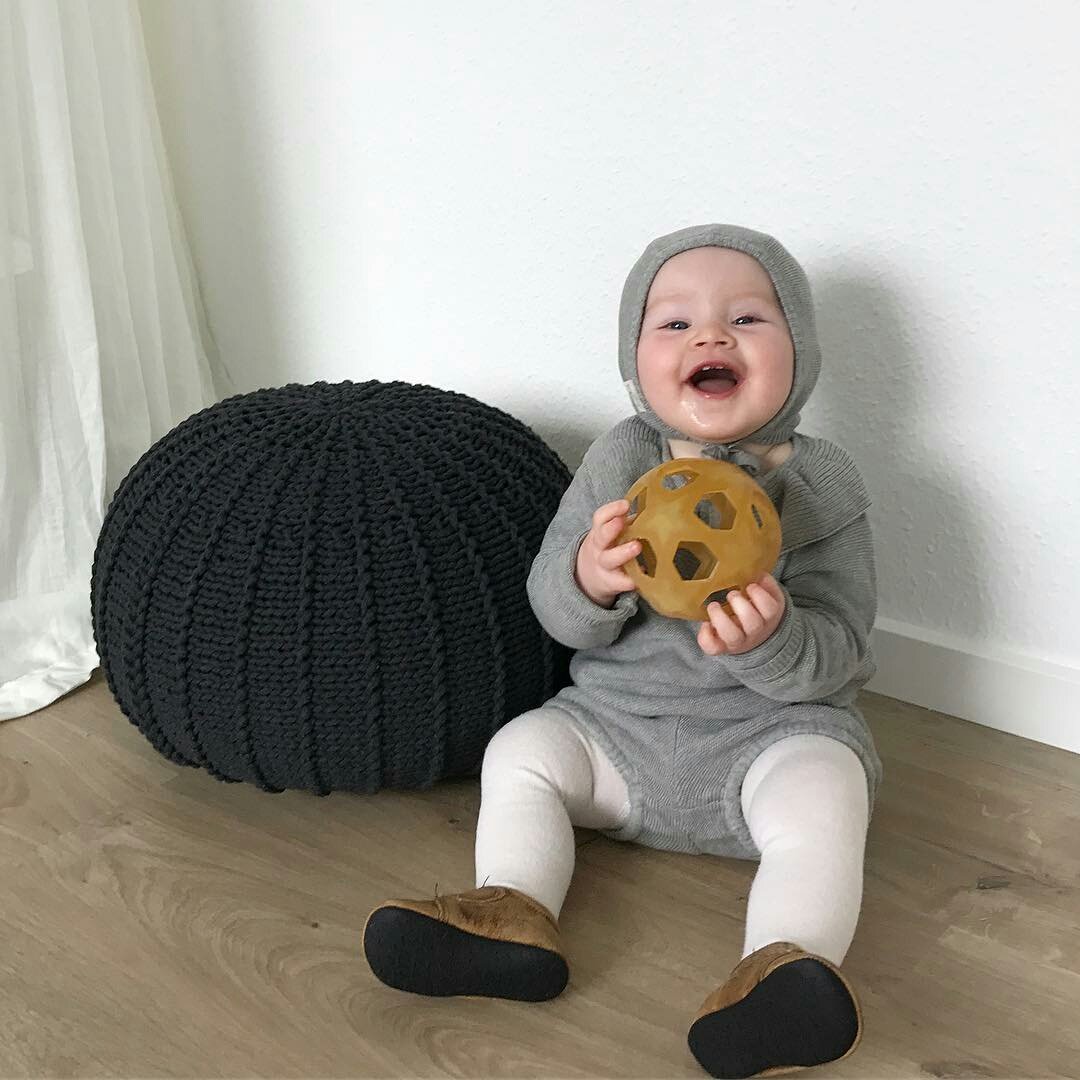 Image of Knitted pouffe | CHARCOAL