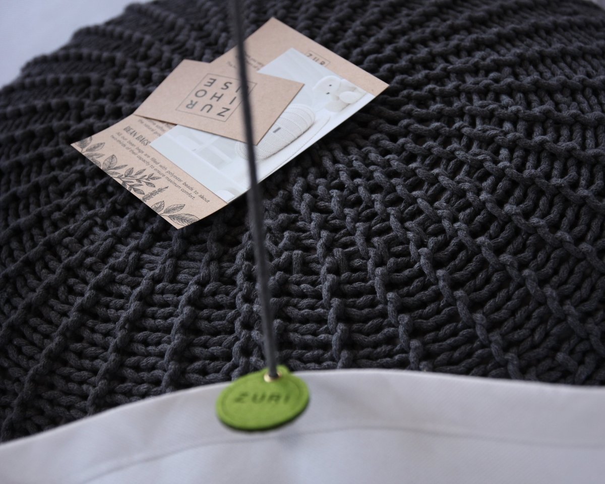 Image of Knitted pouffe | CHARCOAL