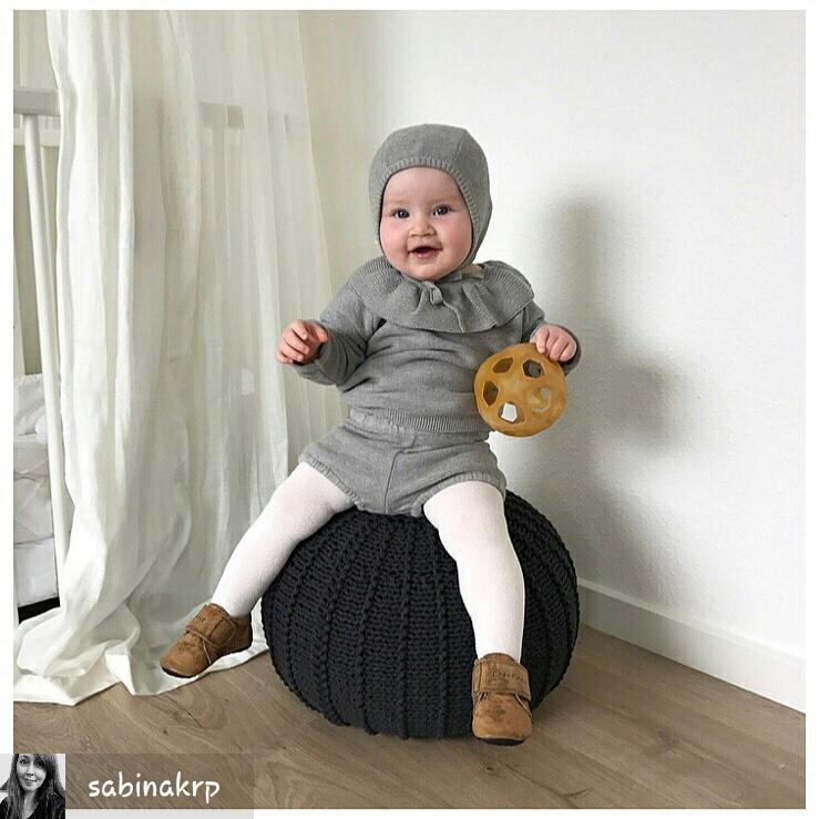 Image of Knitted pouffe | CHARCOAL