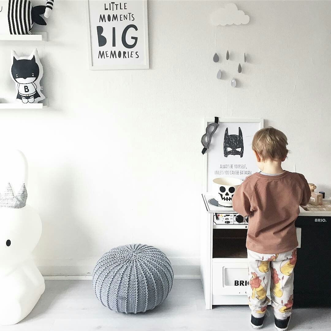 Image of Knitted pouffe | DARK GREY