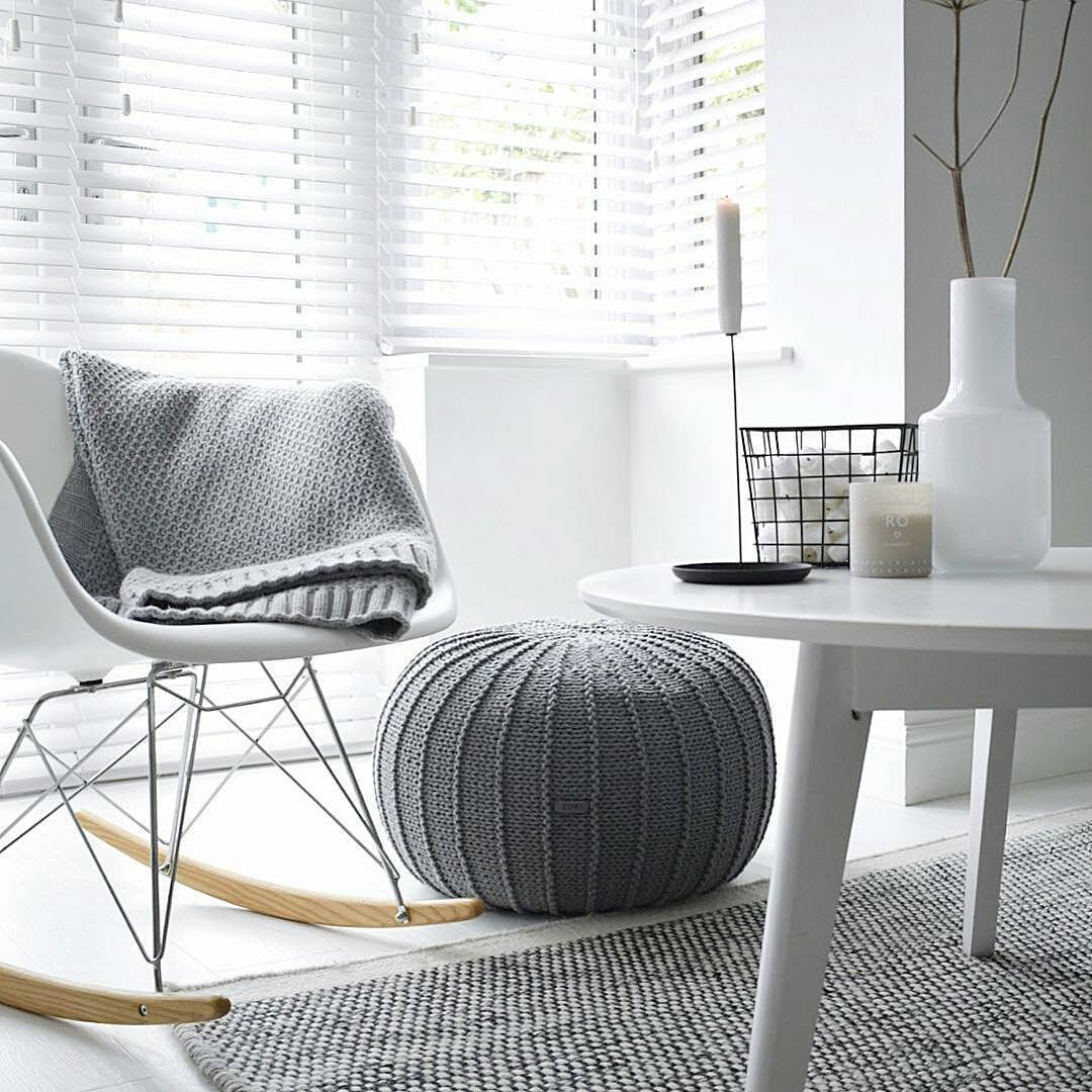 Image of Knitted pouffe | DARK GREY