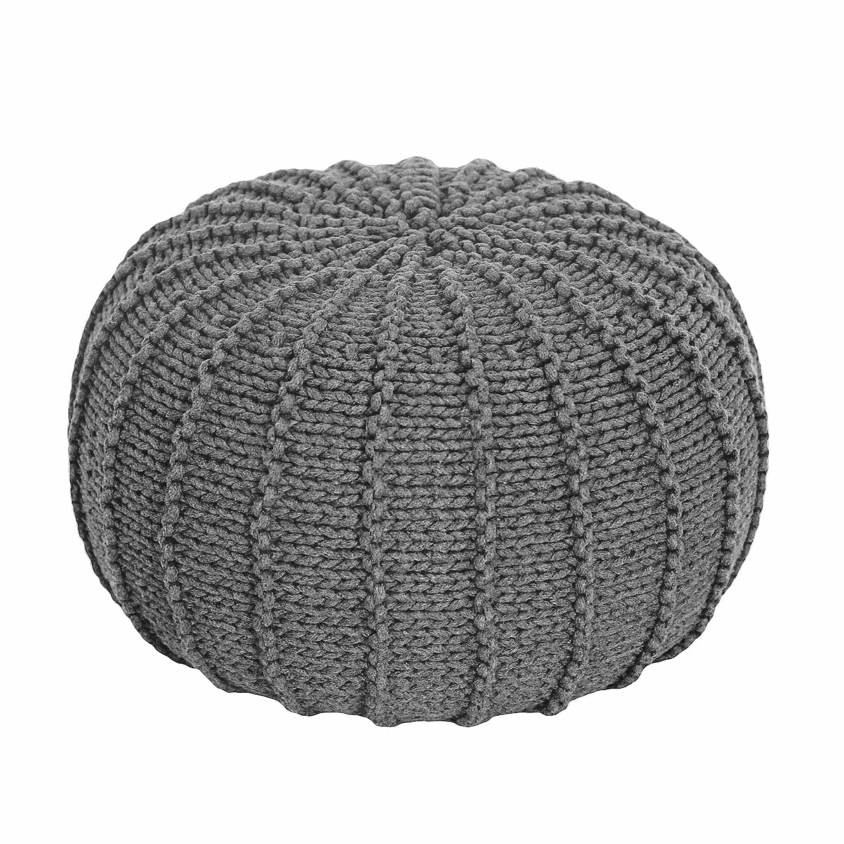 Image of Knitted pouffe | DARK GREY