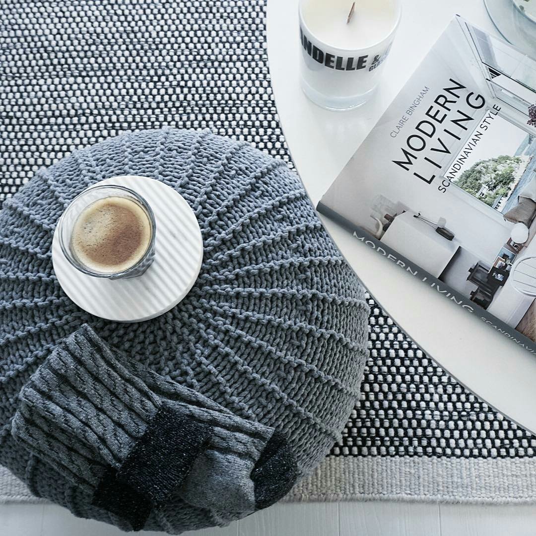 Image of Knitted pouffe | DARK GREY