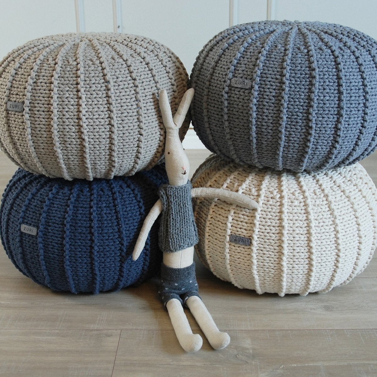 Image of Knitted pouffe | DARK GREY