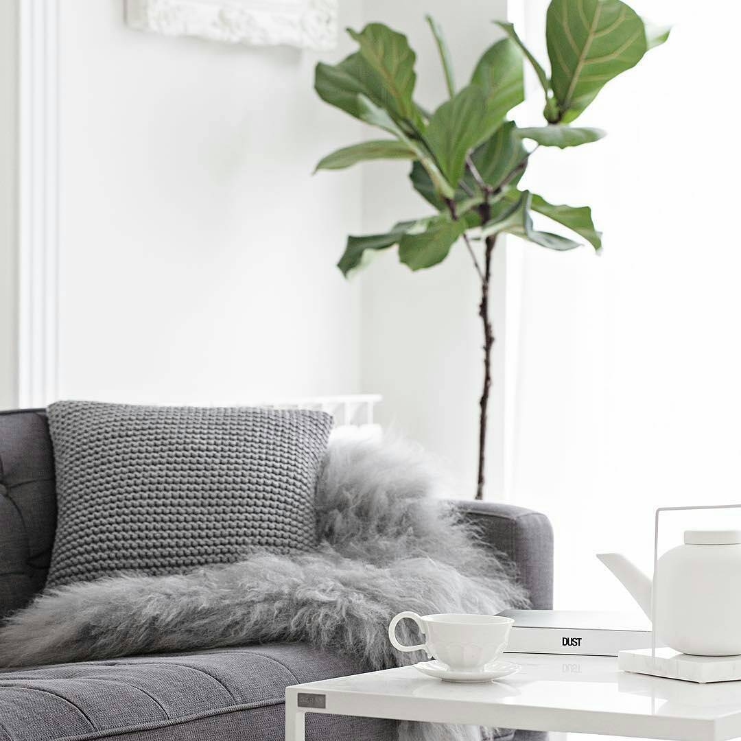 Image of Knitted square cushion | DARK GREY