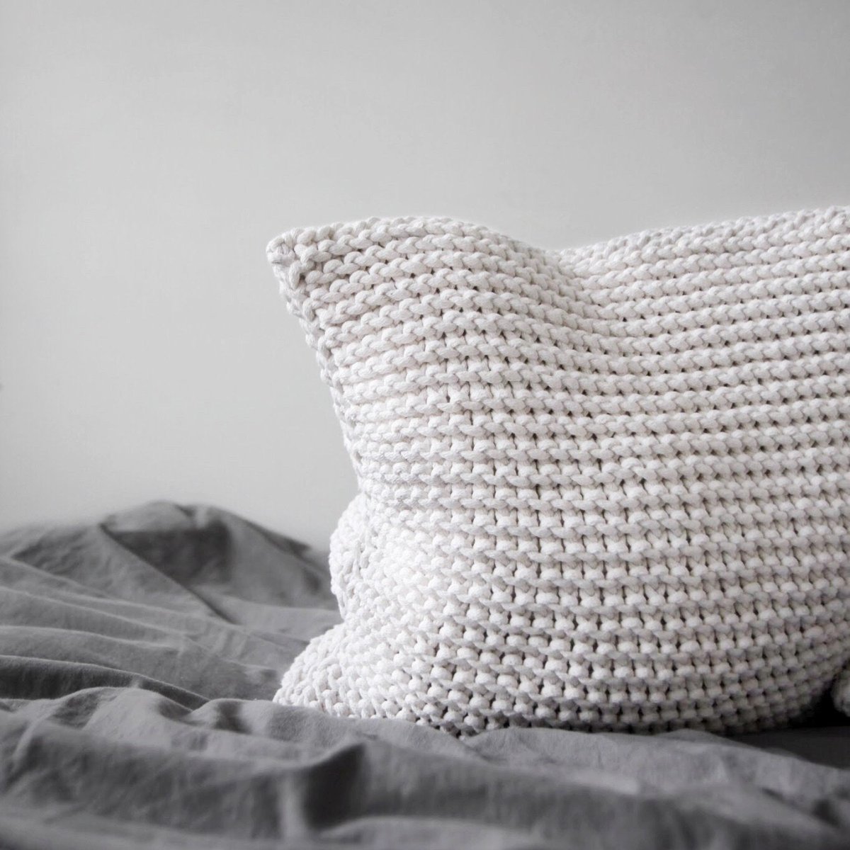Image of Knitted square cushion | IVORY