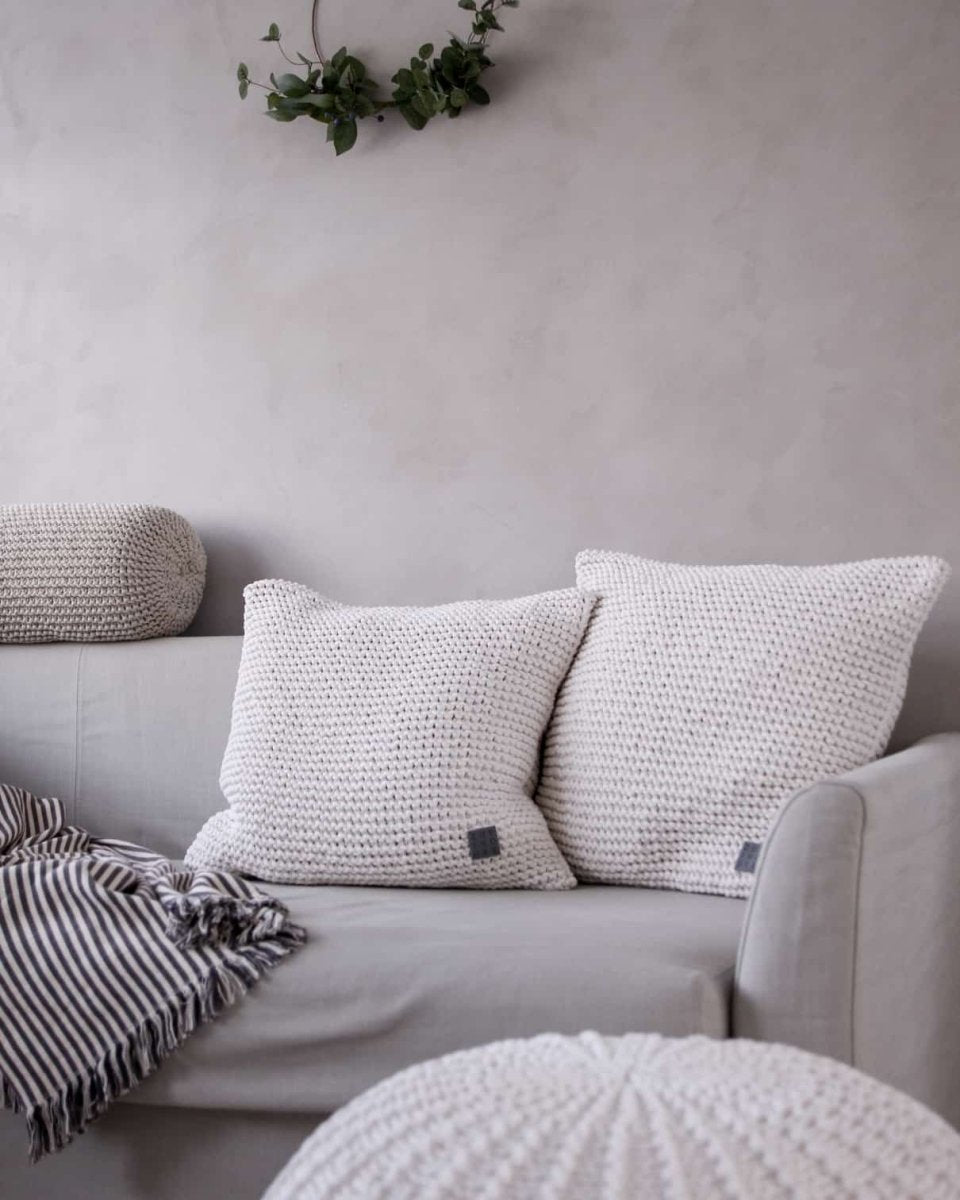 Image of Knitted square cushion | IVORY