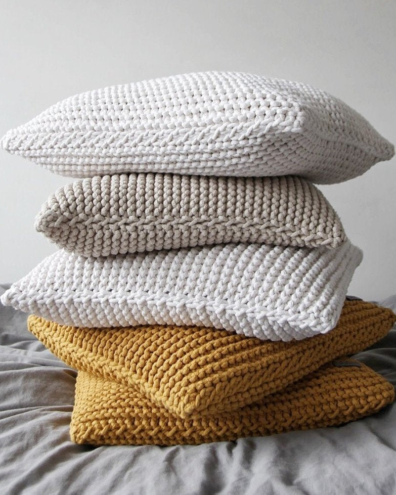 Image of Knitted square cushion | IVORY
