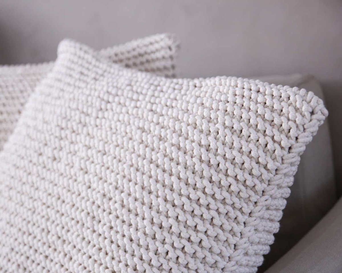 Image of Knitted square cushion | IVORY