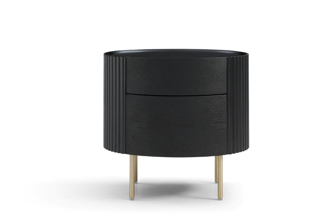 Image of Lantine Bedside Table - Black Oak & Brass
