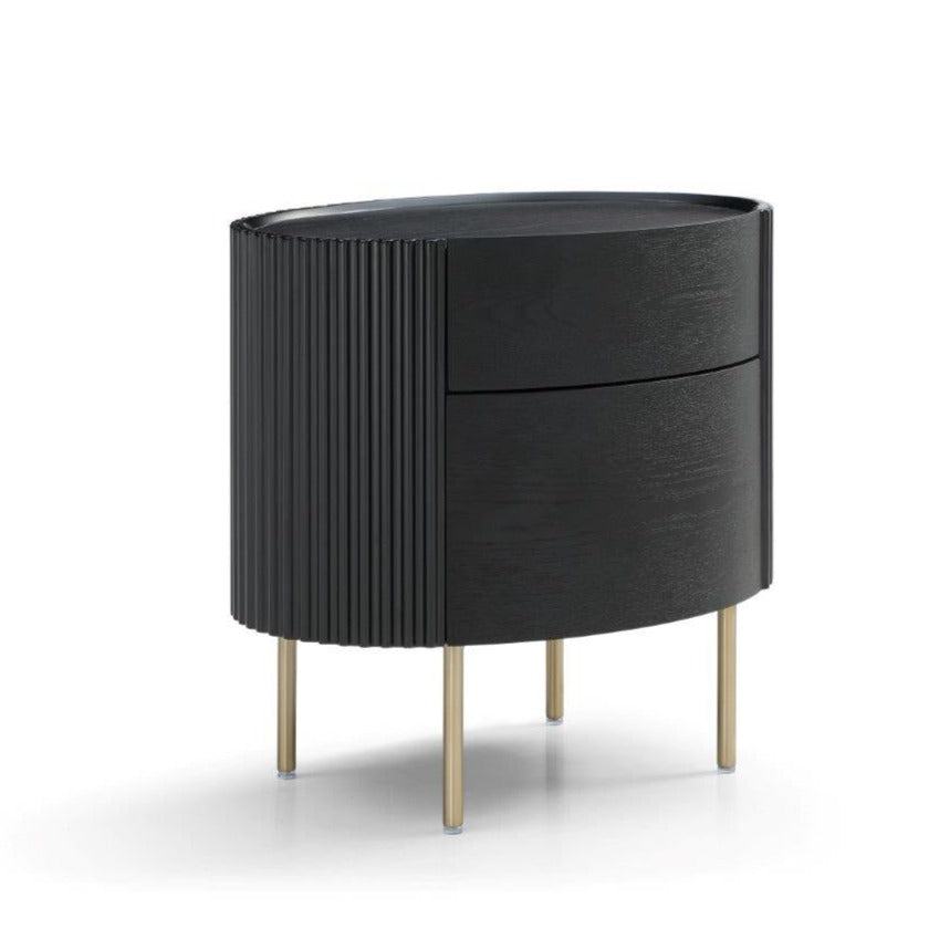 Image of Lantine Bedside Table - Black Oak & Brass