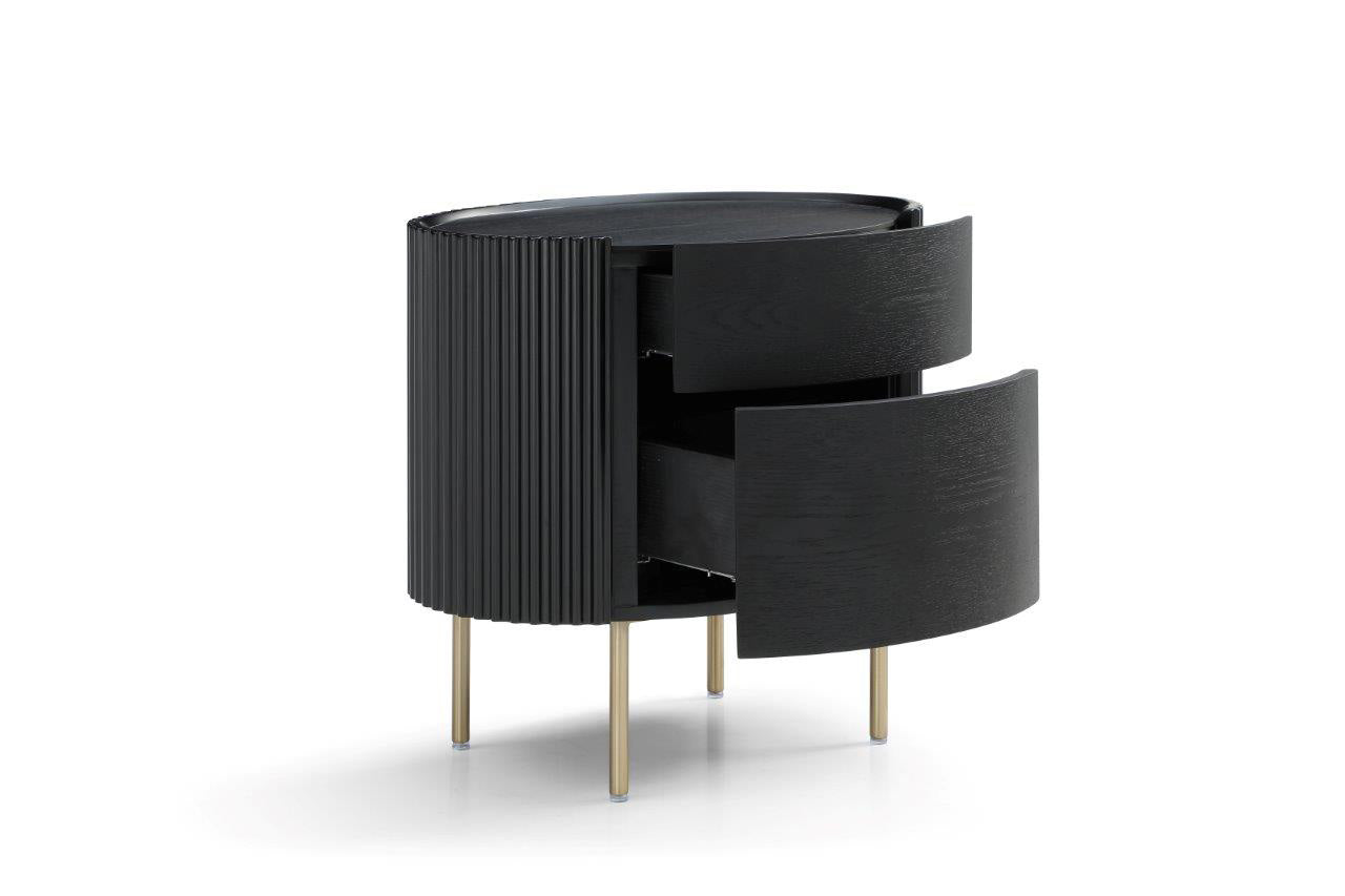 Image of Lantine Bedside Table - Black Oak & Brass