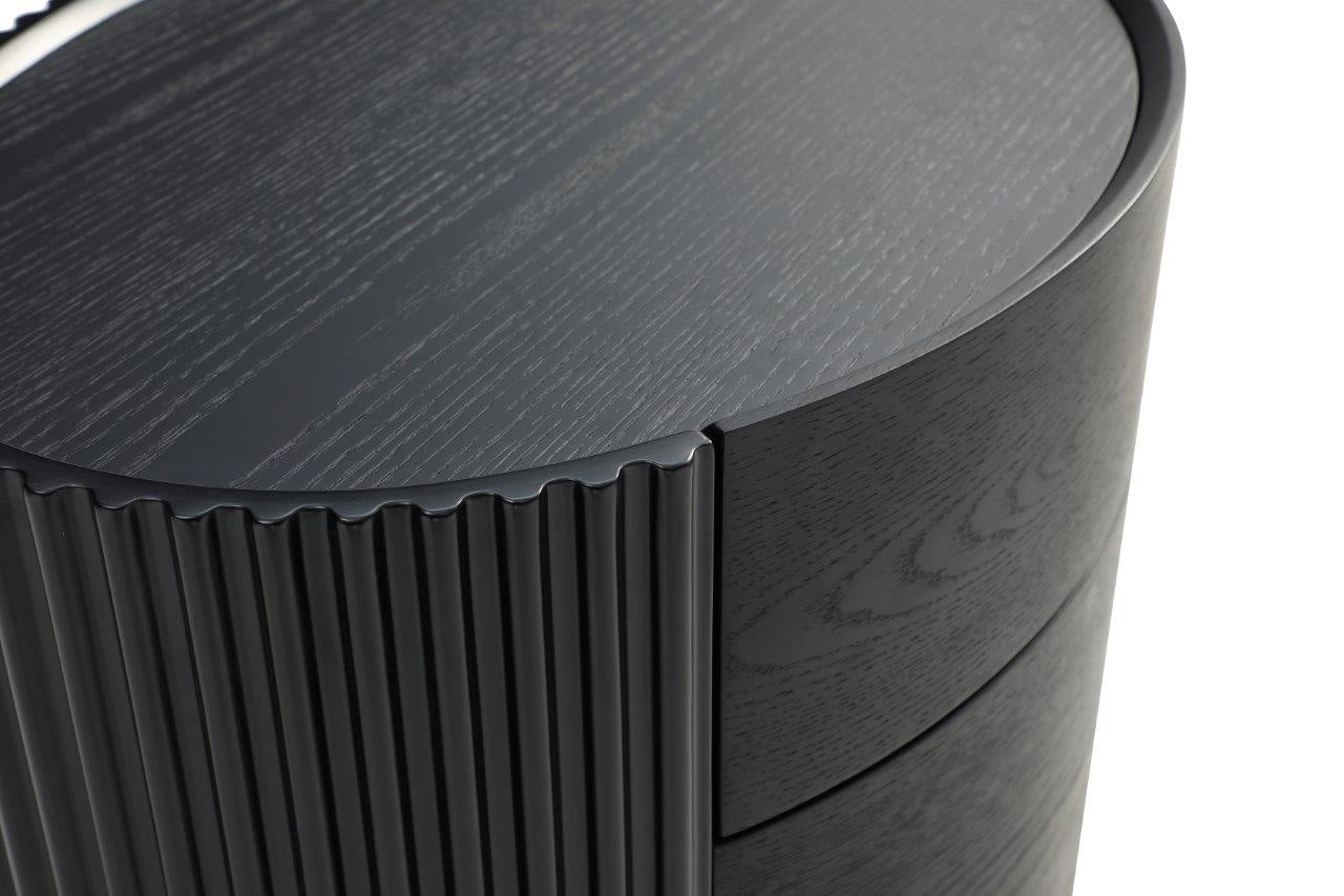 Image of Lantine Bedside Table - Black Oak & Brass