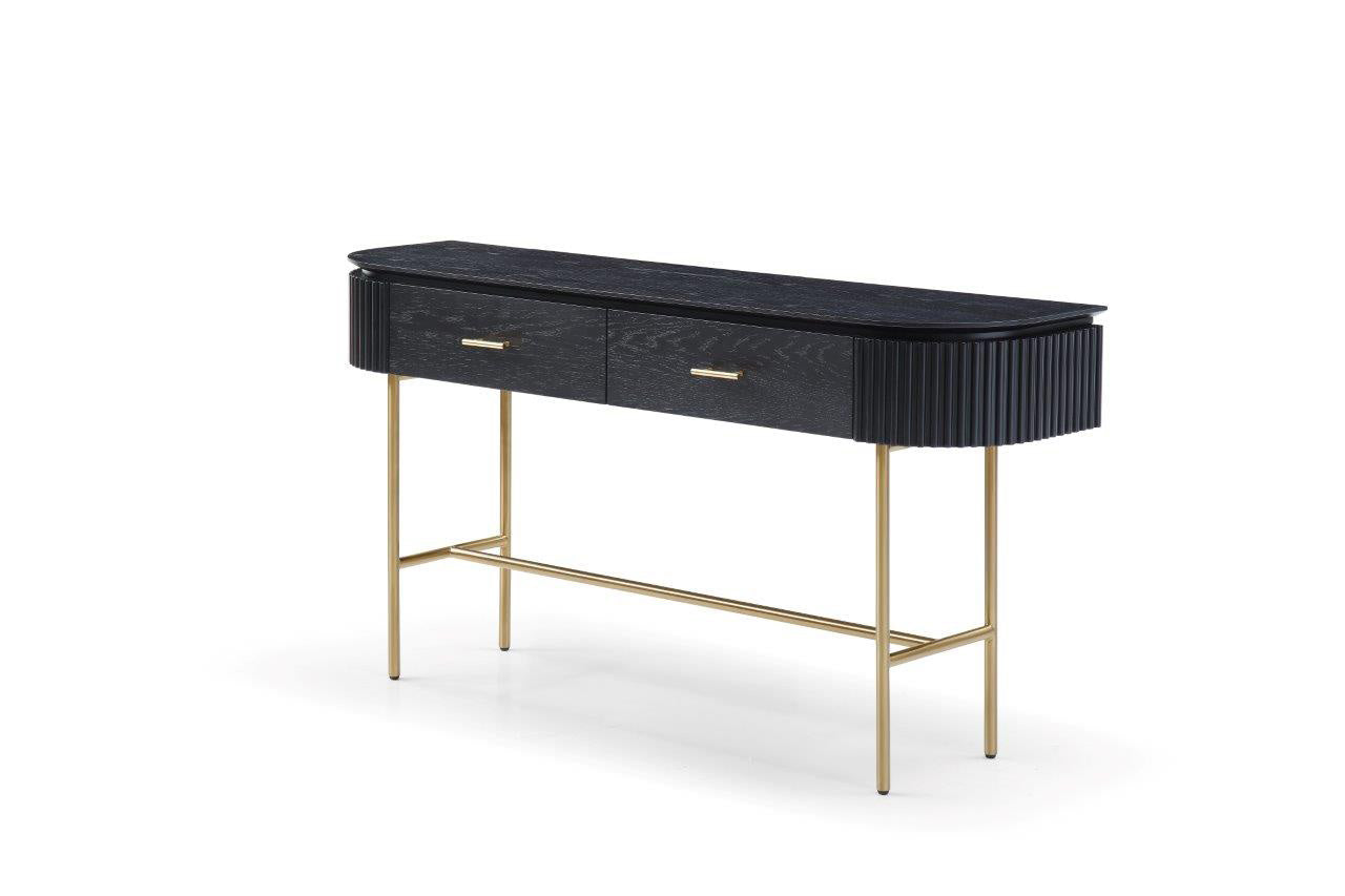 Image of Lantine Console Table - Black Oak & Brass
